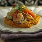 Roasted Shrimp with Orange and Fennel over Polenta