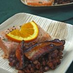 Smokey BBQ Baked Lentils, Cedar Plank Salmon