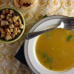 Moroccan Pea Soup with Za'atar Spiced Croutons