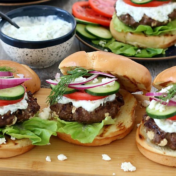 Greek Burger With Feta And Tzatziki Healthy Delicious