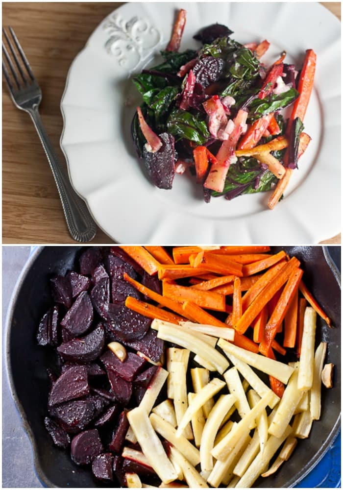 Roasted Root Vegetables with Blue Cheese Vinaigrette