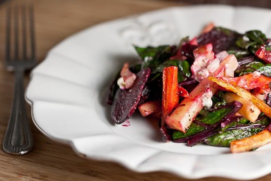 Roasted Root Vegetables with Blue Cheese Vinaigrette