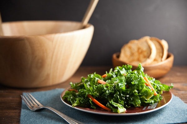 Kale Salad with Blue Cheese + Pickled Carrots