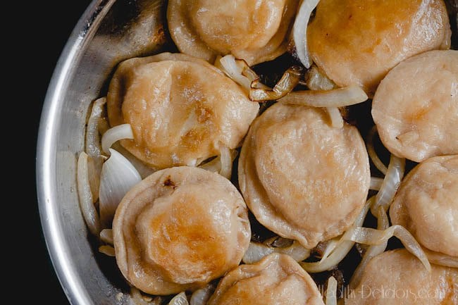 whole wheat cauliflower and potato pierogi from Healthy-Delicious.com