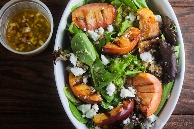 Grilled Peach Salad with Jalapeno Vinaigrette