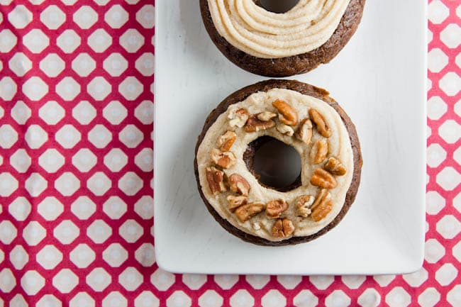 pumpkin and chocolate donuts with brown butter buttercream