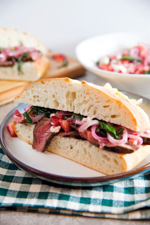 Steak Sandwiches with Spinach + Strawberry Salad | Healthy. Delicious.