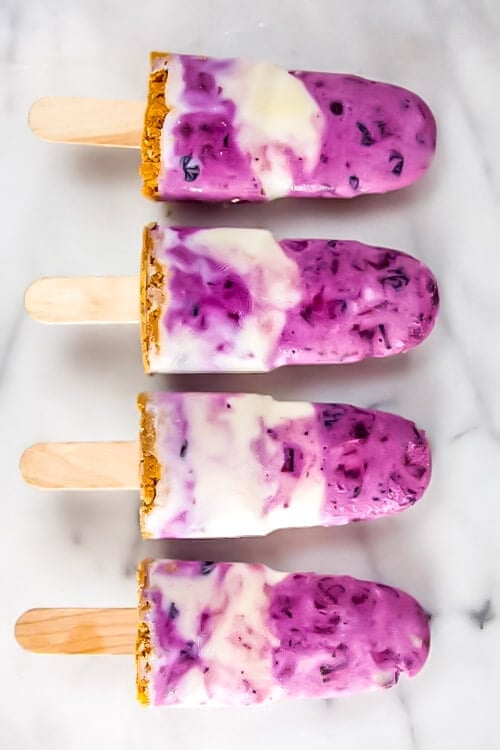 blueberry rhubarb frozen yogurt pops