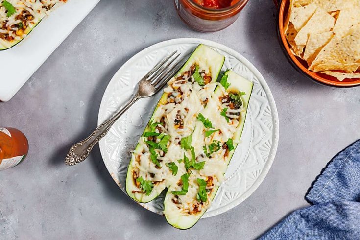 Mushroom-Swiss Zucchini Boats (Gluten Free) | Healthy Delicious