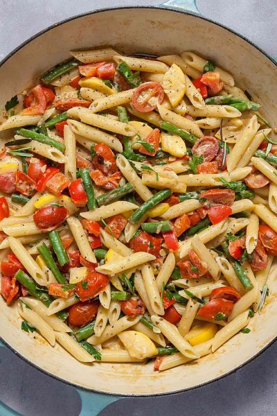 Creamy Summer Vegetable Pasta Primavera (Dairy Free) | Healthy Delicious