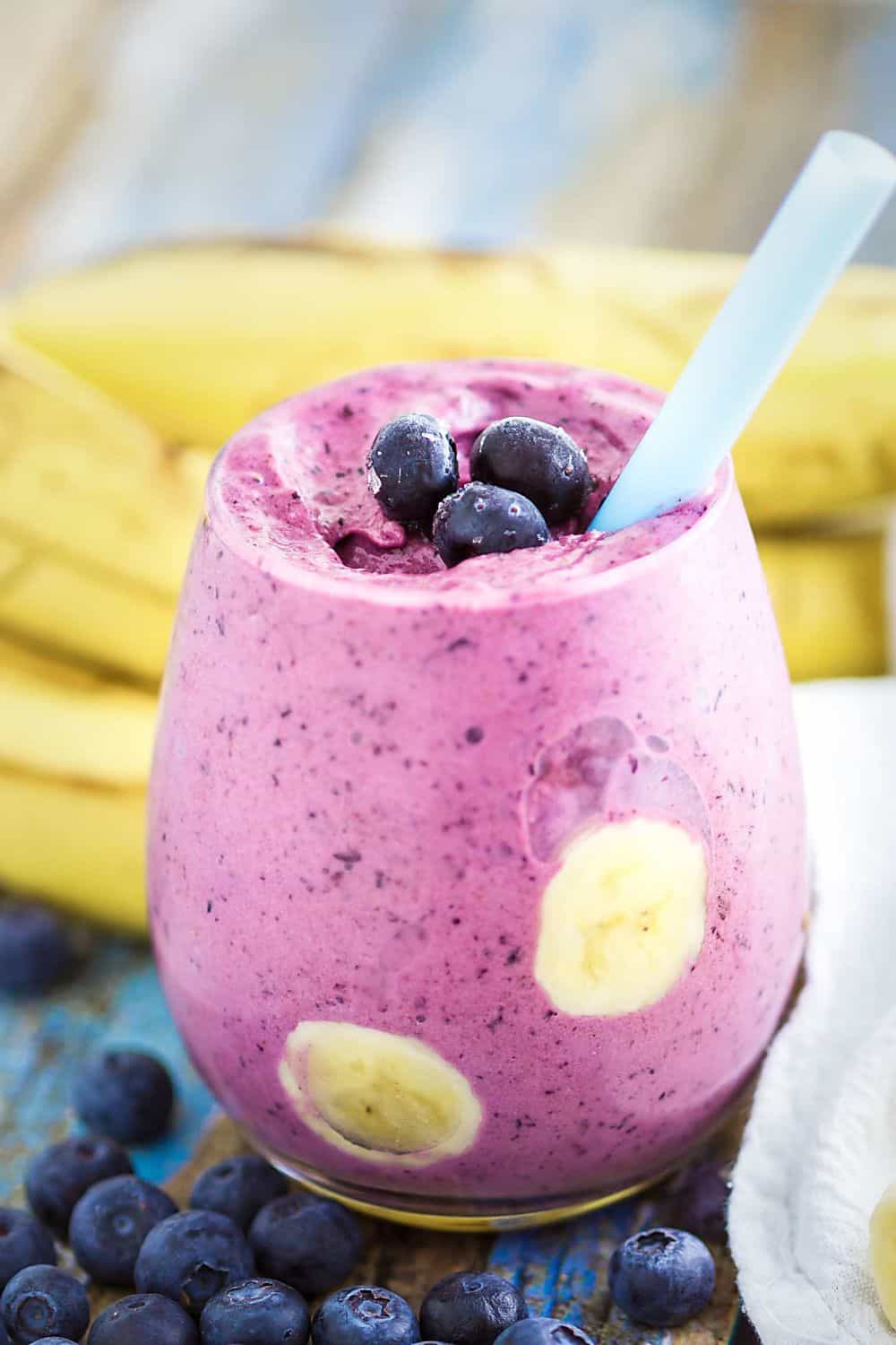 Super Thick Blueberry Banana Smoothies (Dairy Free Option) | Healthy ...