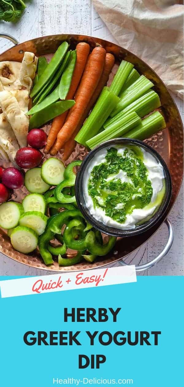 Herby Greek Yogurt Dip For Veggies (Low Carb) | Healthy Delicious