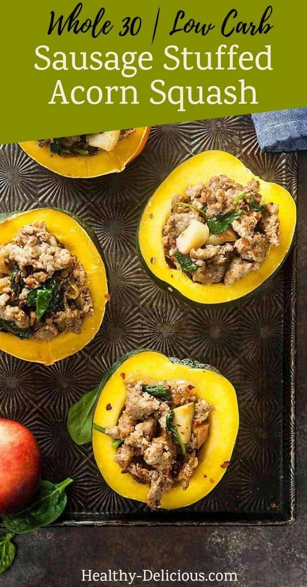 Instant Pot Sausage Stuffed Acorn Squash | Paleo, Whole 30, Gluten-Free