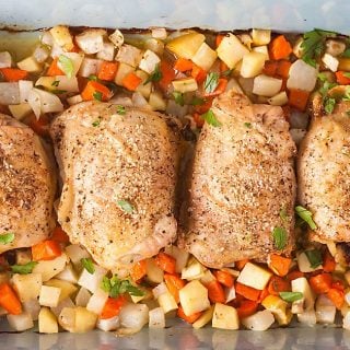 Sheet Pan Chicken Thighs With Root Vegetables | Healthy Delicious