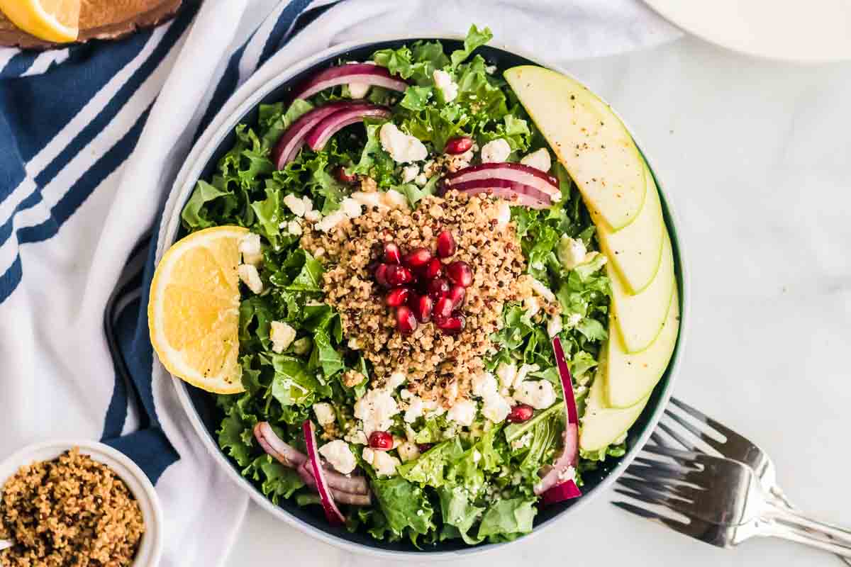 Harvest Kale Salad With Pomegranate + Apples