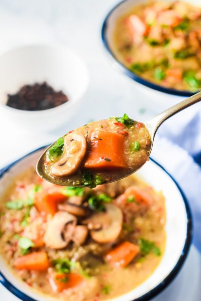 Creamy Mushroom + Quinoa Soup | Healthy Delicious