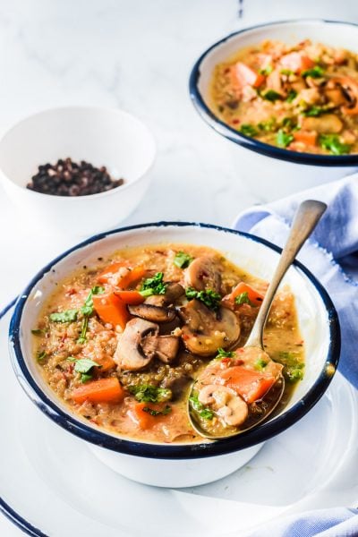 Creamy Mushroom + Quinoa Soup | Healthy Delicious